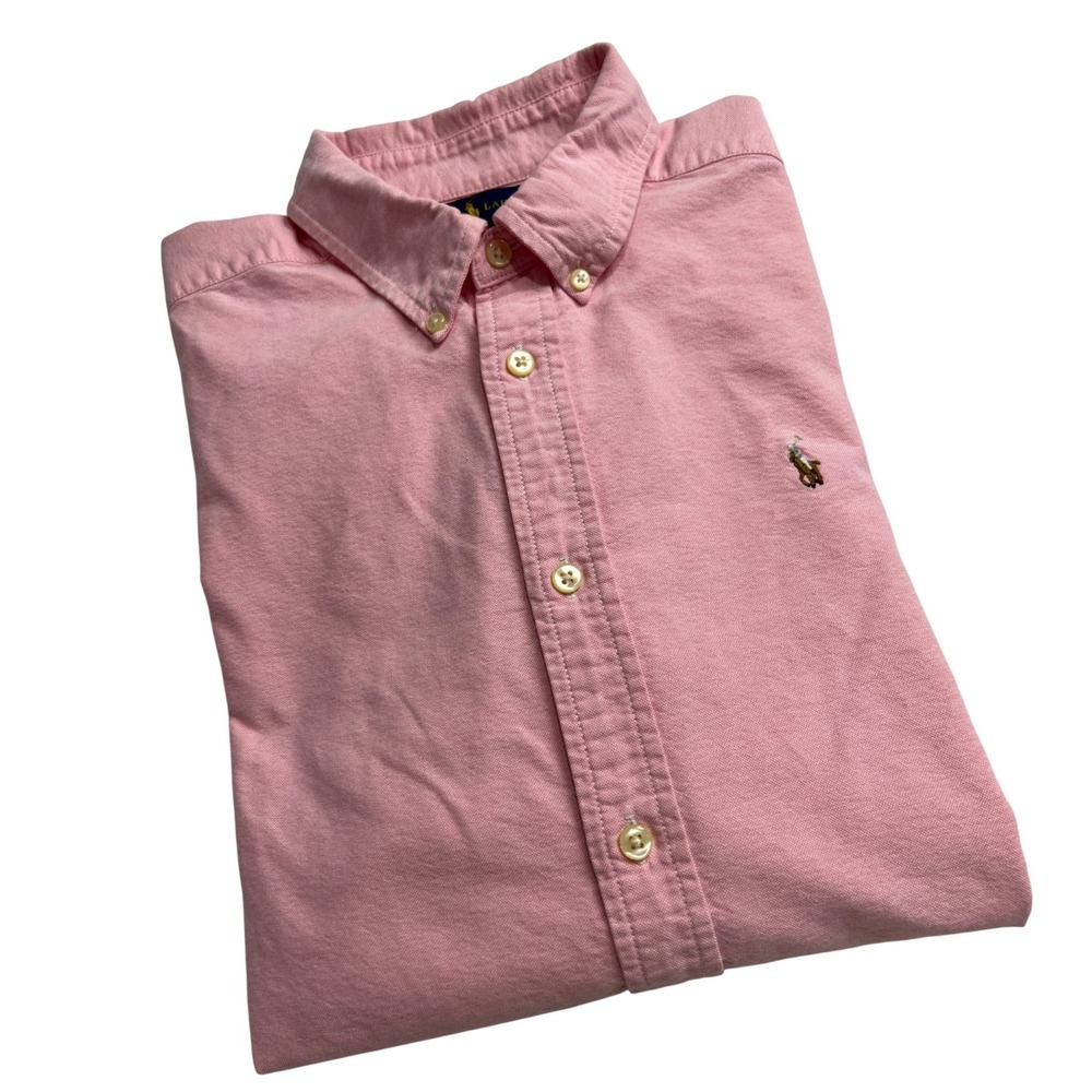 Ralph Lauren Button Down Kid Size 20 Pink Oxford Long Sleeve Shirt Pony Logo E29